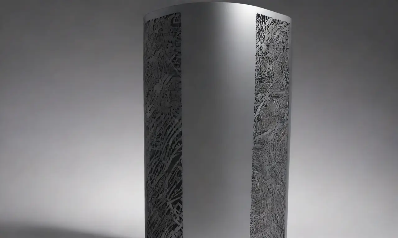 Una torre de servidor se destaca con líneas audaces, sombras suaves y texturas intrincadas, simbolizando un mundo digital complejo