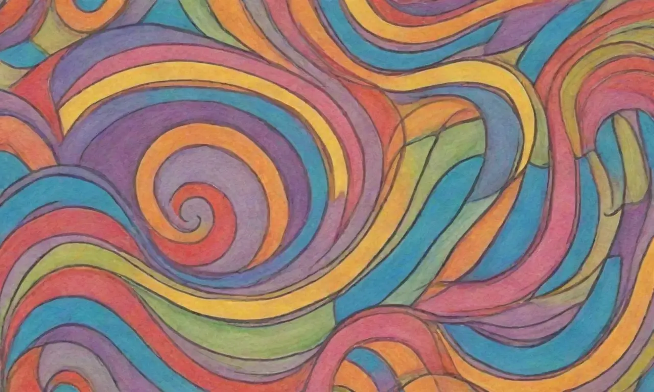 Colores vibrantes y formas dinámicas crean una composición visualmente rica y equilibrada