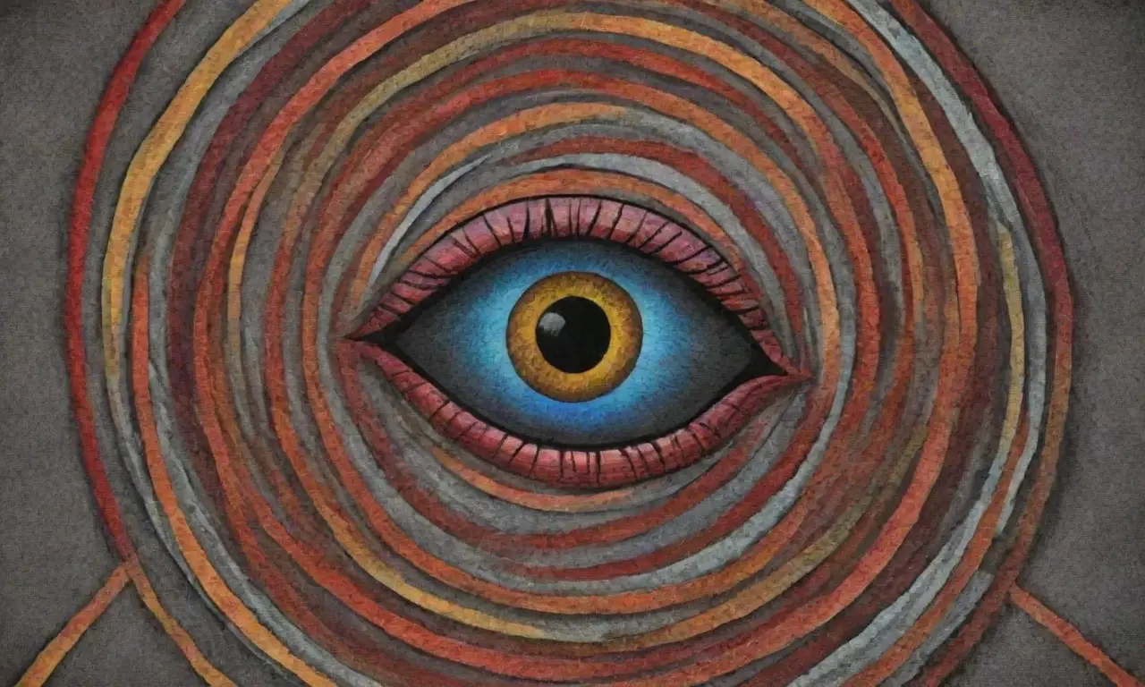 Un intrincado diseño visual combina líneas, sombras y colores para crear profundidad y movimiento