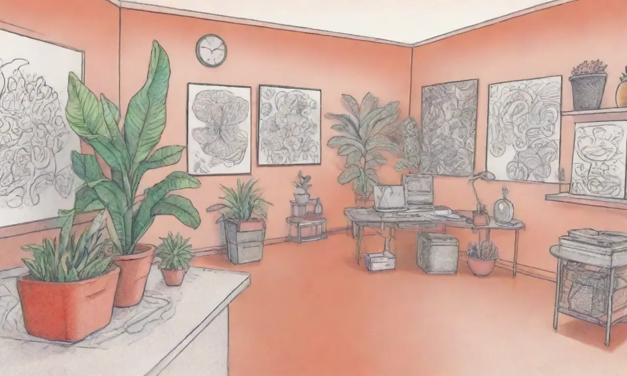 Un espacio de trabajo vibrante con texturas contrastantes y una composición dinámica