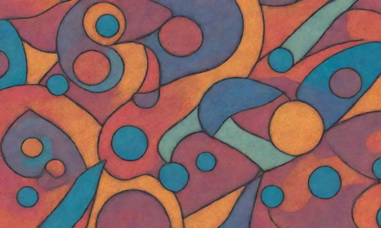 Líneas audaces y colores vibrantes crean figuras interconectadas con profundidad y movimiento en composiciones complejas