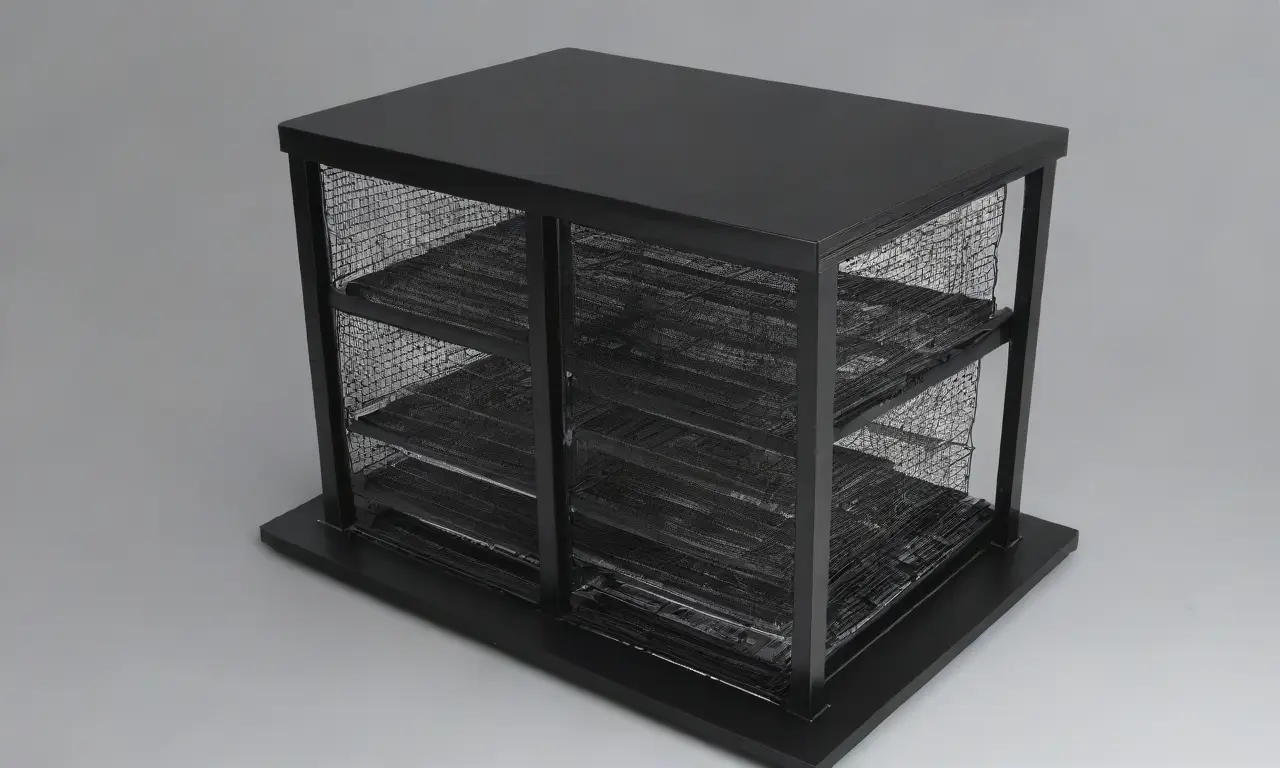 Un rack de servidores con líneas definidas, sombras suaves, texturas intrincadas y un diseño equilibrado y dinámico