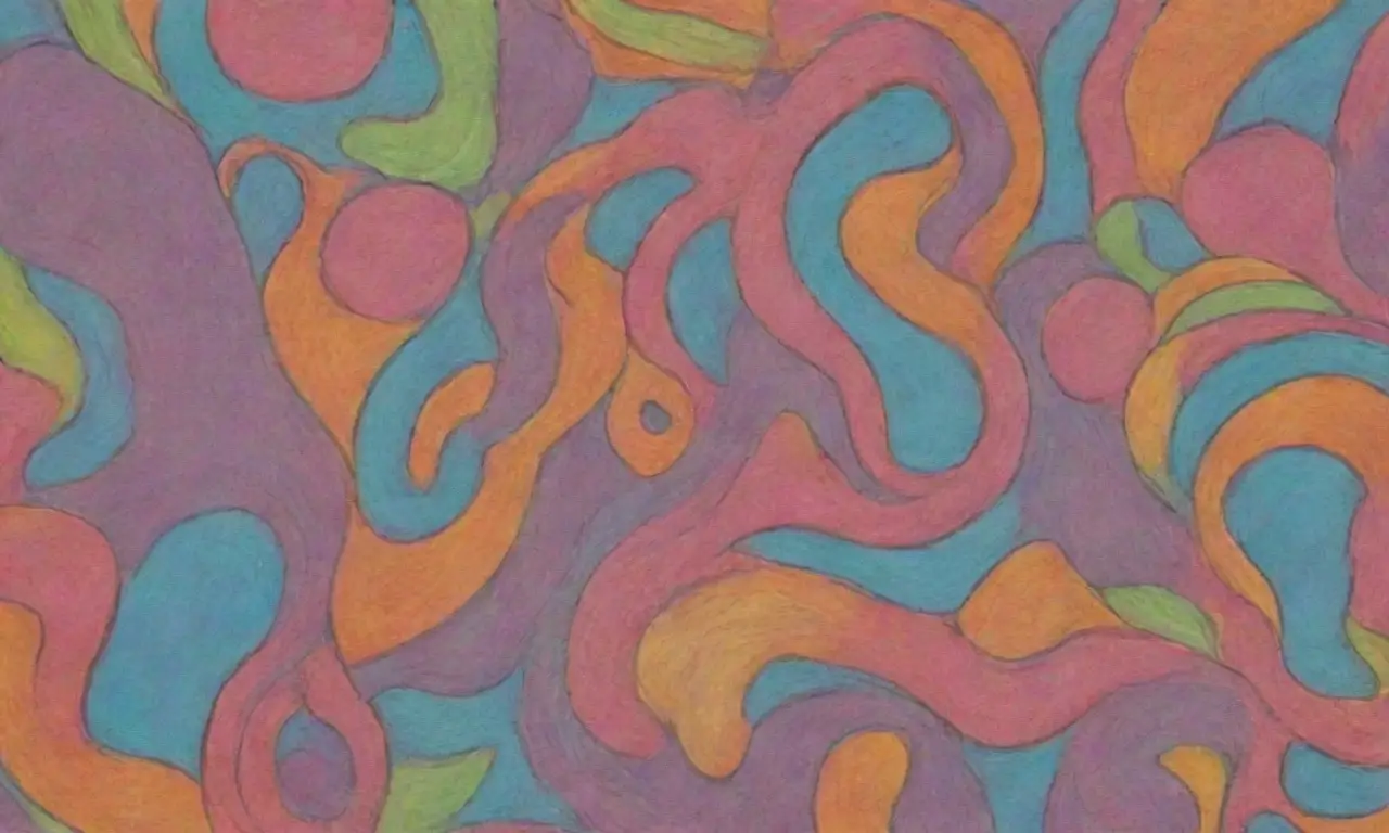 Una escena vibrante y armoniosa combina colores, texturas y formas que sugieren movimiento y tecnología