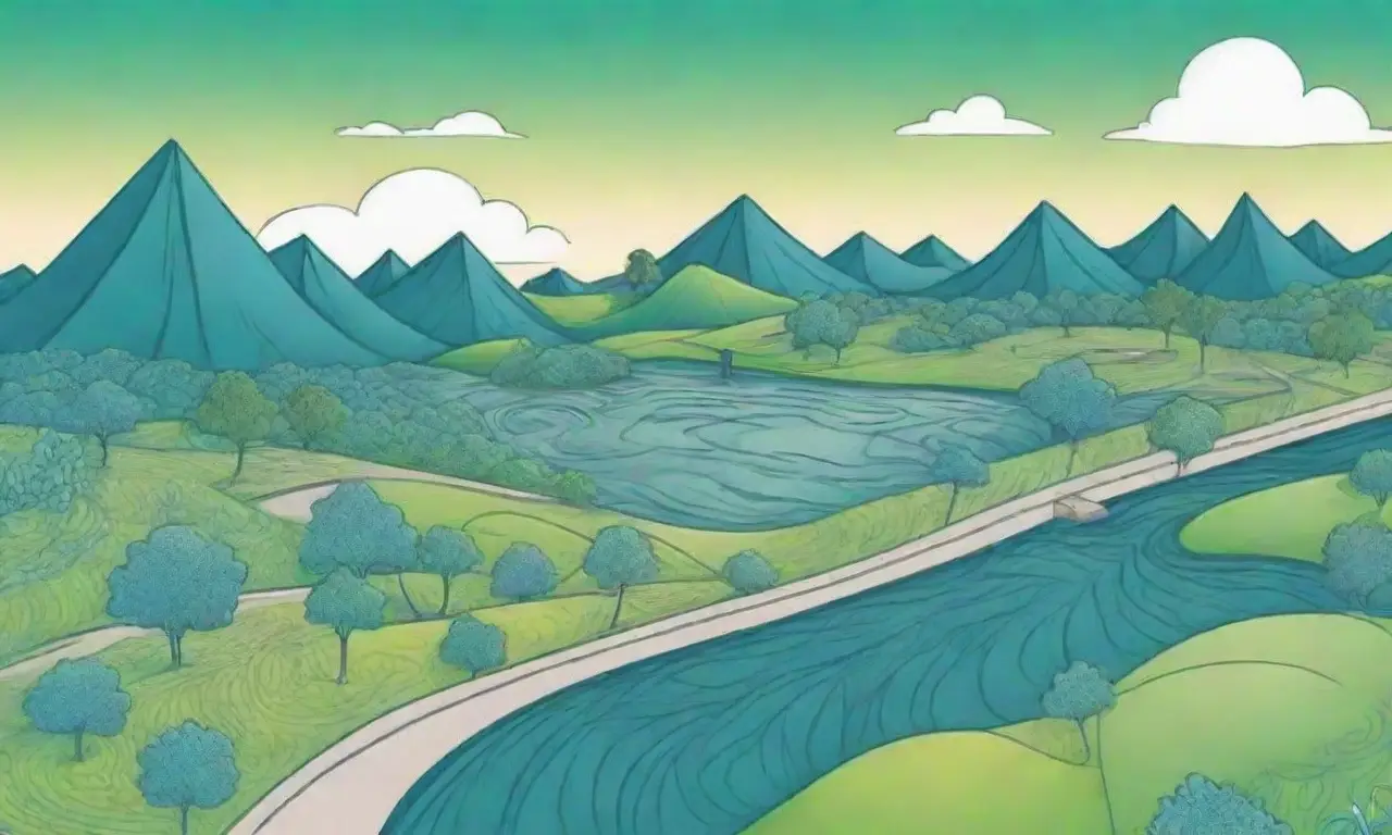 Un paisaje digital vibrante con gradientes suaves, líneas intrincadas, y elementos que simbolizan la creatividad y la innovación
