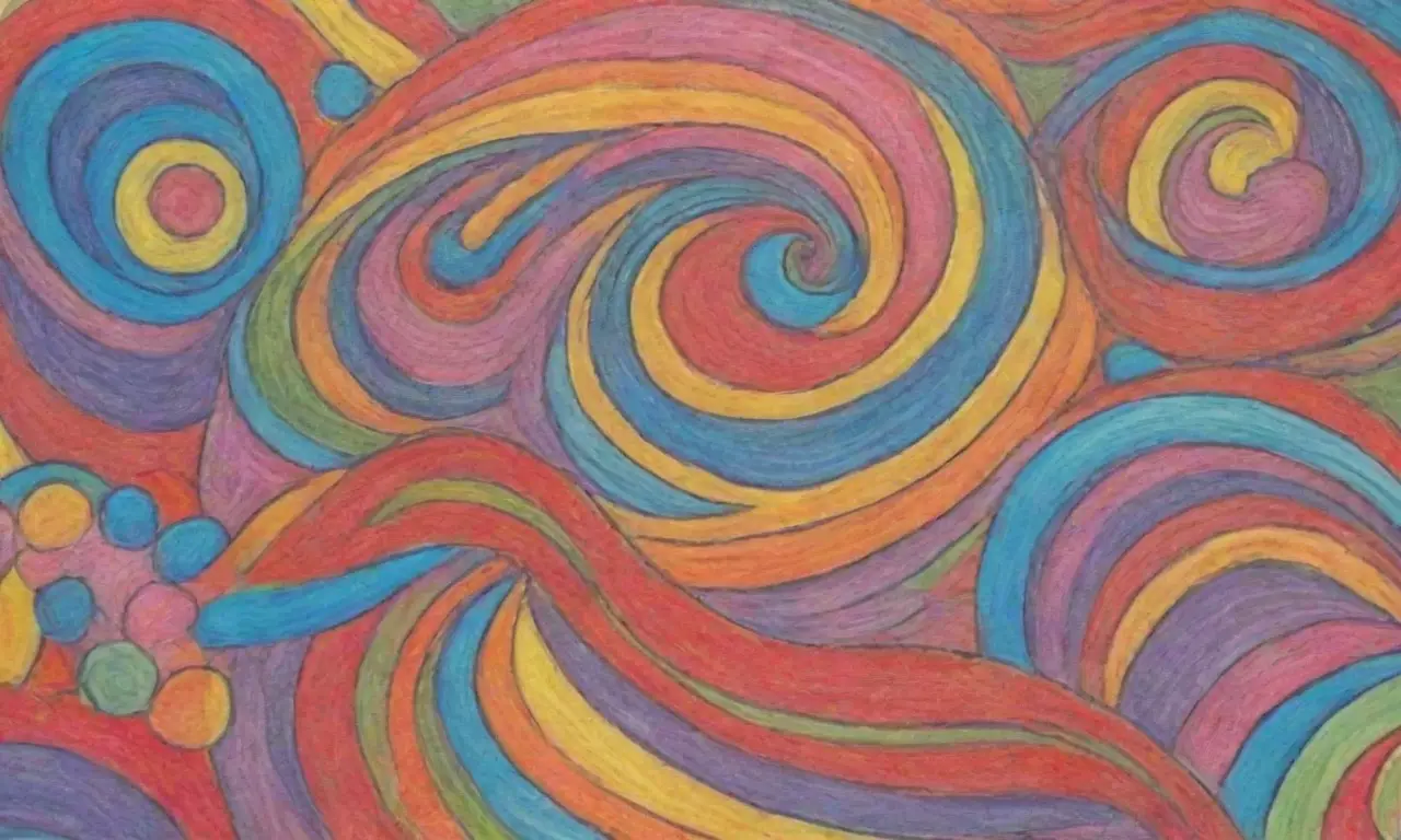 Colores vibrantes y formas juguetonas crean una obra de arte dinámica y armoniosa