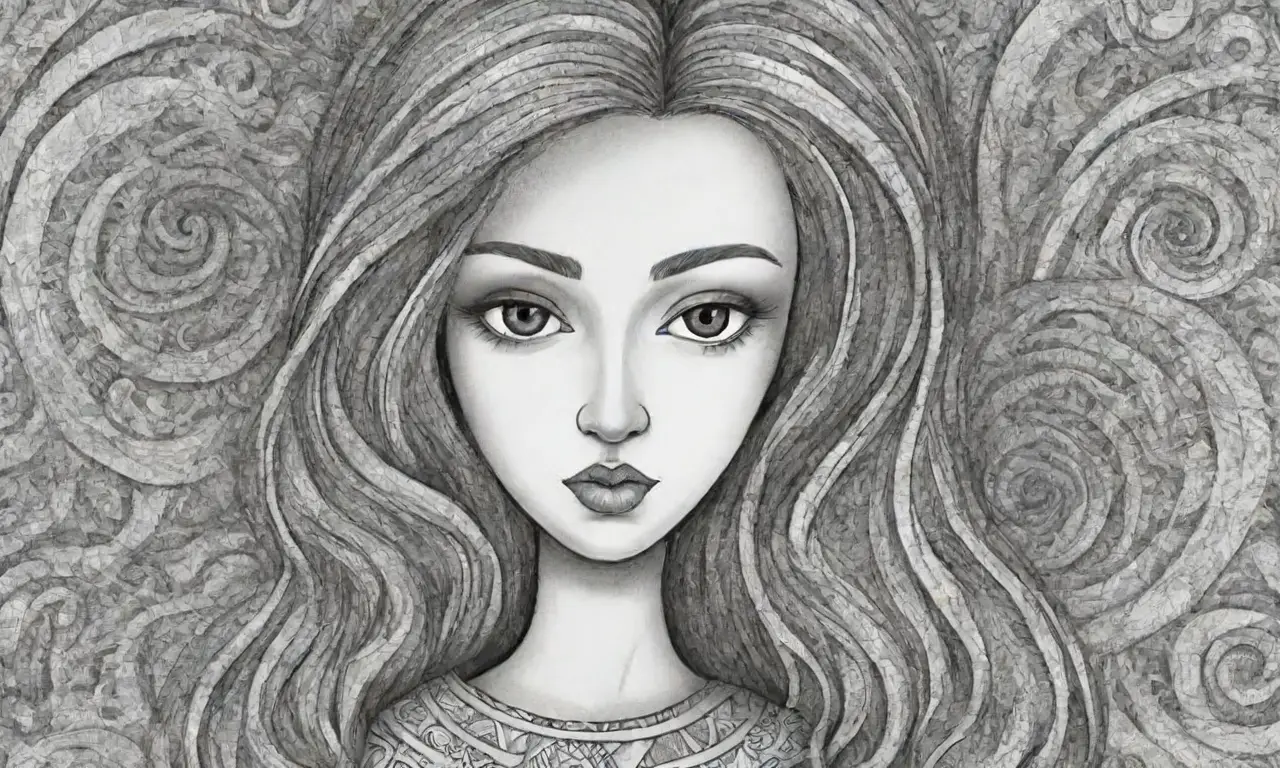 Un dibujo complejo y dinámico que combina líneas, sombras y colores para atraer la atención y guiar la exploración