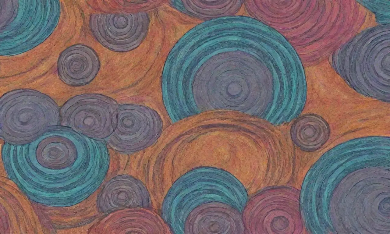 El diseño combina líneas intrincadas, sombras suaves y colores vibrantes para crear una composición moderna y compleja