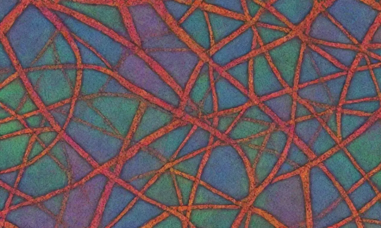 Un complejo entramado visual expresa caos y claridad a través de texturas, colores y formas