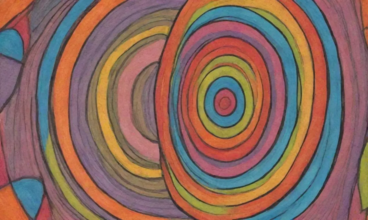 Líneas y colores crean una composición que sugiere profundidad, movimiento y conexiones entre ideas