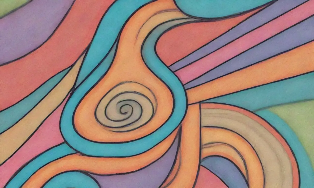 Un gráfico central con líneas definidas, sombras suaves, texturas intrincadas y colores contrastantes crea una composición equilibrada y dimensional