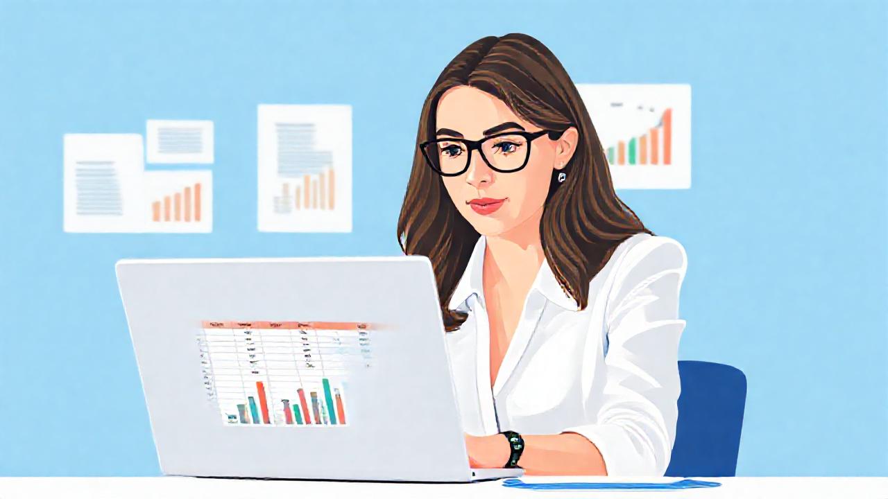 Una profesional optimiza contenido digitalmente