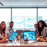 Oficina moderna irradia éxito y colaboración