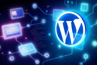 WordPress: interfaz digital futurista y vibrante
