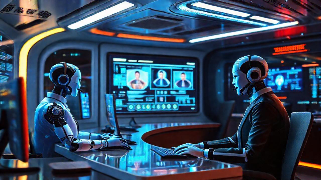 Un centro de llamadas futurista y tecnológico