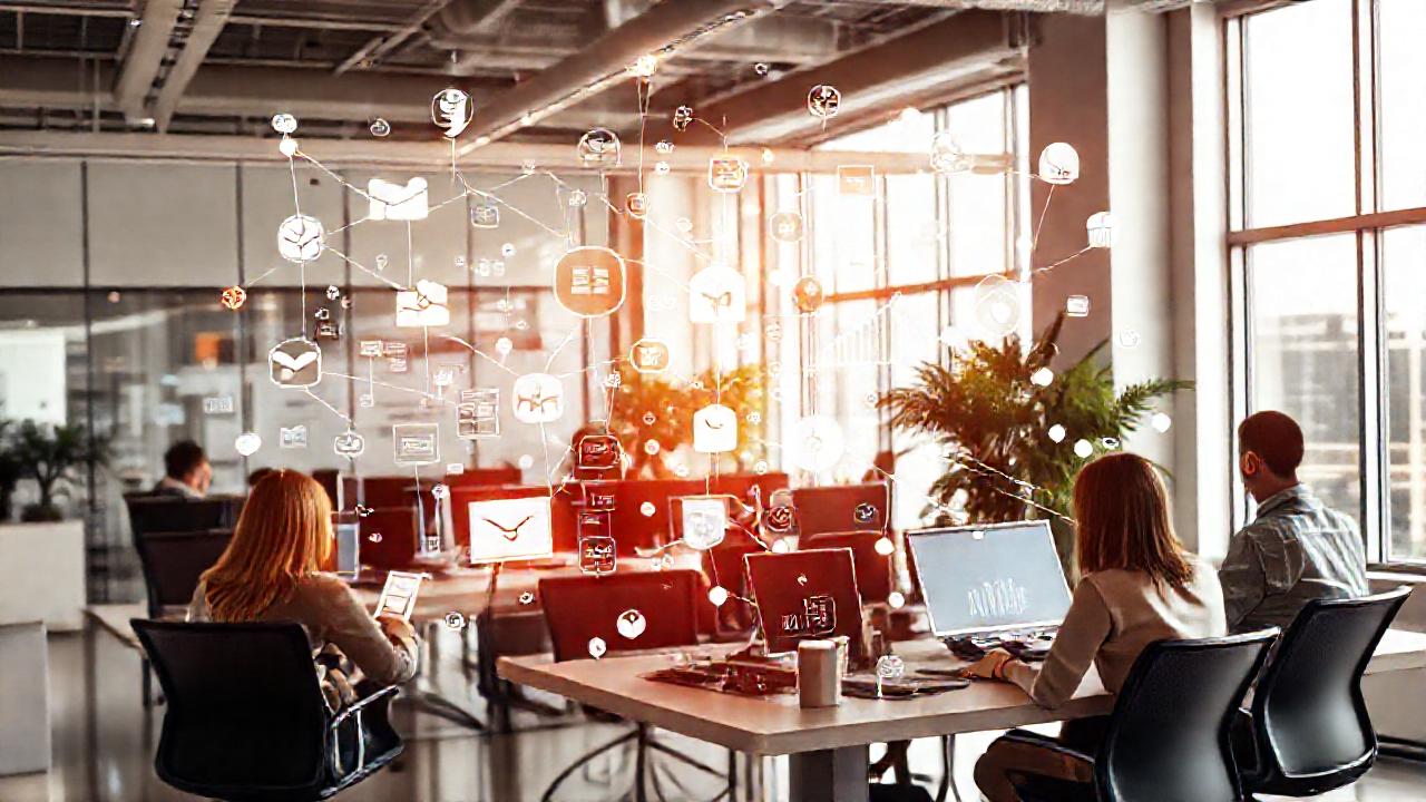 Oficina moderna: datos, equipo y optimismo